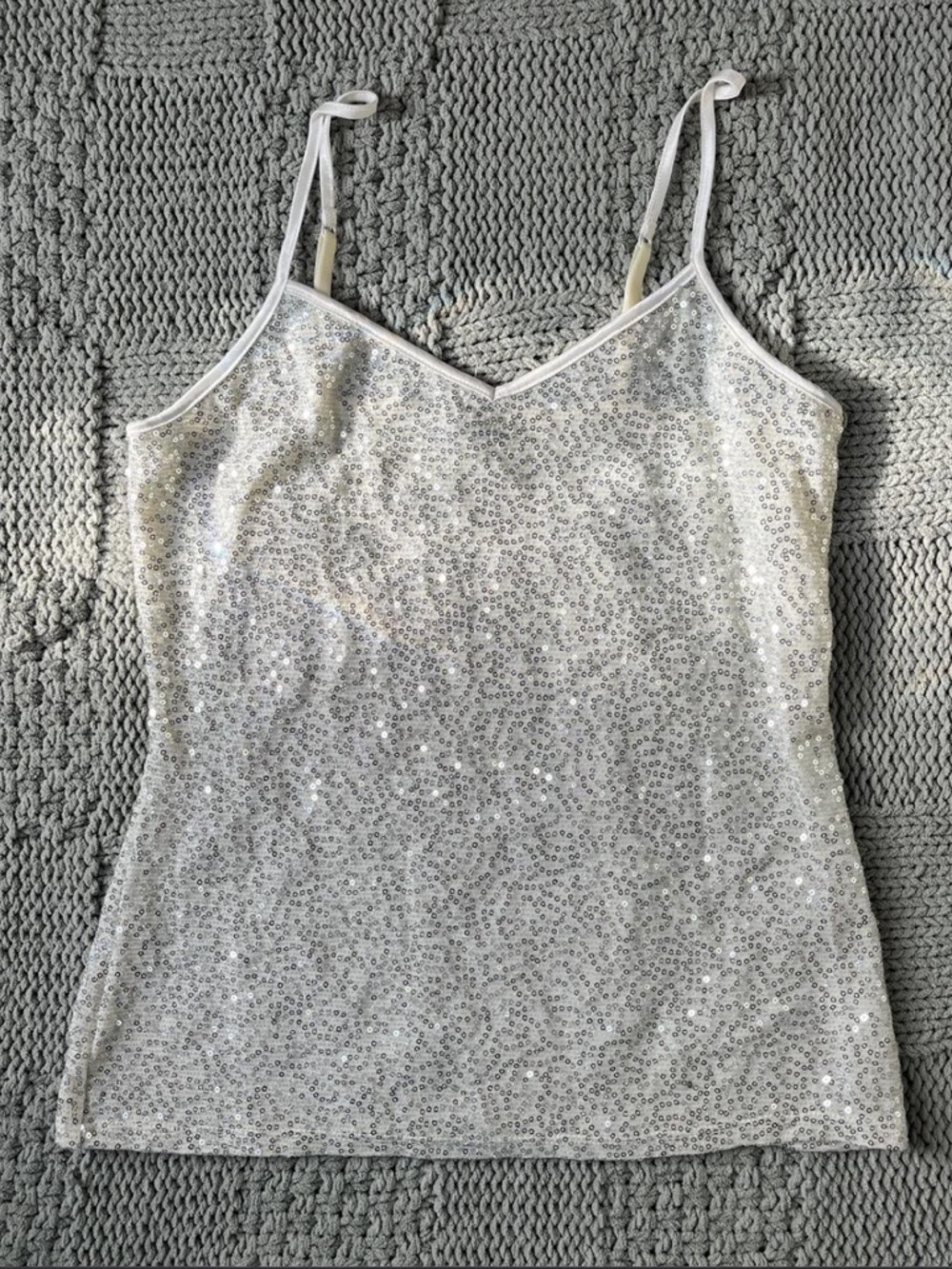 express silver sequin tank size s
